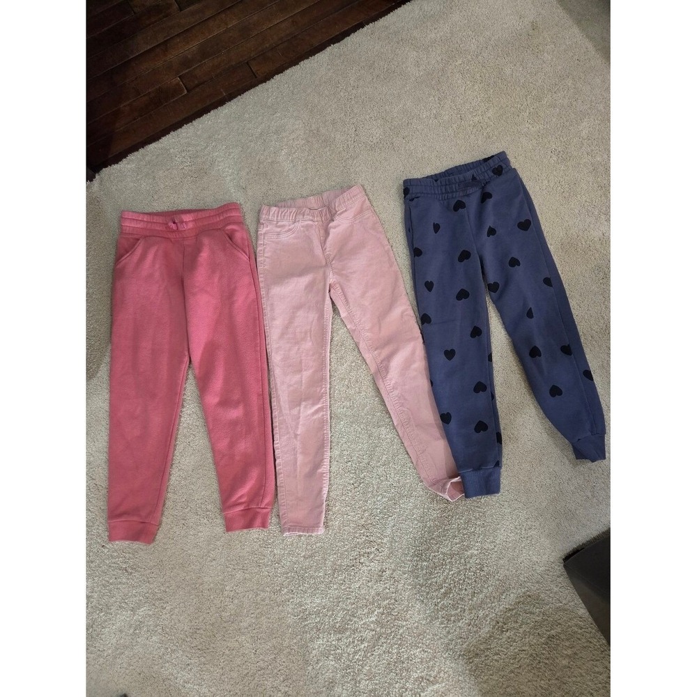 Jumping Beans H&M Joggers Corduroy Girls Size 7 8 Pink Blue Heart Lot Excellent